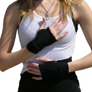 Gothic Gloves Short Black Gloves Cyber Punk Costume Rave Oilslick Wetlook Latex